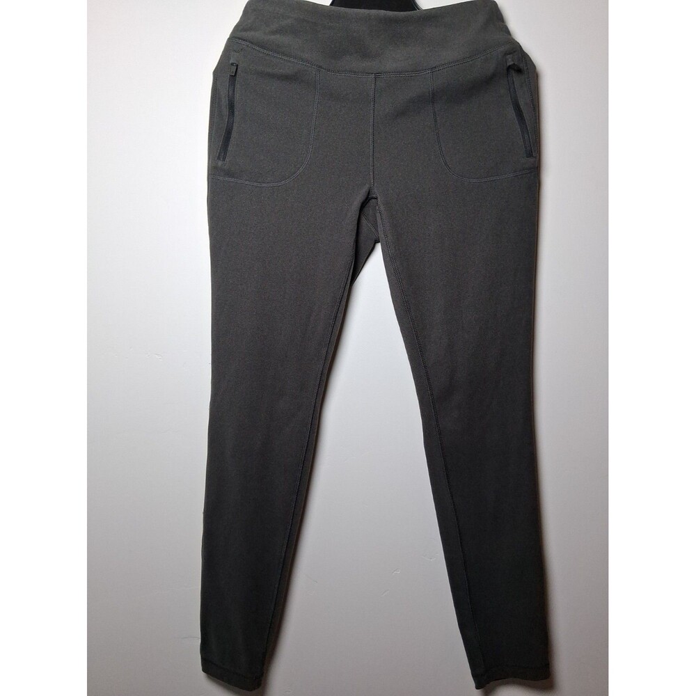 Soybu Charcoal Gray Fleece Lined Athleisure Leggings Zipper Pockets Soft Size M